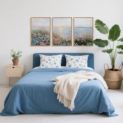 CHDITB Seaside Floral Framed Canvas Wall Art Set, Nature Inspired Ocean View - Image 4