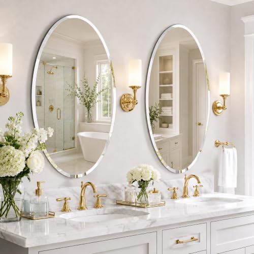 24x36 Inch Oval Frameless Beveled Wall Mirror - Image 7