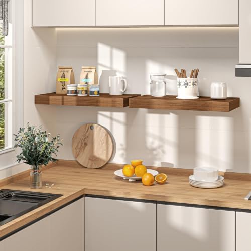 Walnut Floating Shelves 55Inch Long, 12 Inch Deep Floating Shelves - Image 2