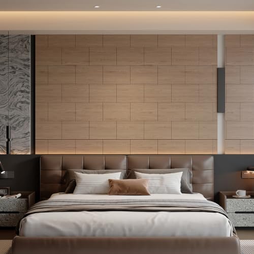 Yutianli Acoustical Wood Wall Panels Peel and Stick 17-Piece 14.2" X 9.5" Faux - Image 4