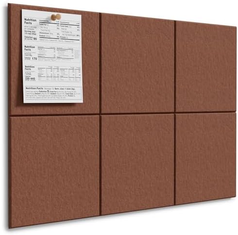 MaxGear Felt Bulletin Board 36" x 24", Chocolate Brown Felt Wall Tiles by MaxGear
