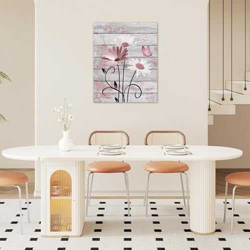 HVEST Farmhouse Pink Floral Wall Art - Image 3