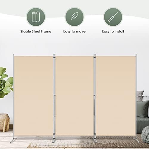 RANTILA 3 Panel Room Divider, 6 Ft Tall Folding Privacy Screen Freestanding - Image 6
