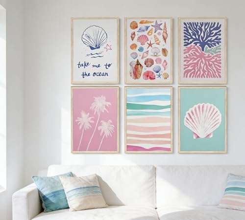 Pink and Blue Coastal Wall Art, Unframed Canvas Posters - Image 6