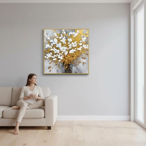 Large 3D Textured Framed Floral Wall Art - Image 6