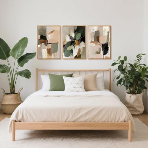 CHDITB Abstract Modern Framed Canvas Wall Art, Neutral Mid Century Painting - Image 3
