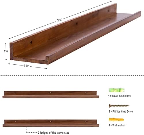 AZSKY Light Walnut Color Wood Wall Floating Shelves - Image 3