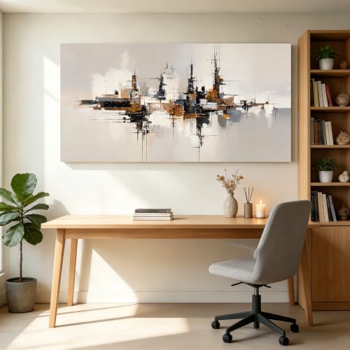Grey Color Block Abstract Canvas Wall Art - Image 4