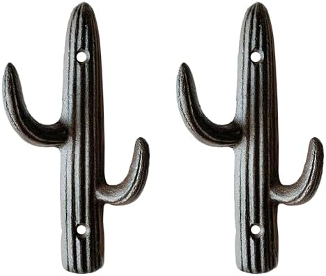 Rustic Cactus-Shaped Decorative Wall Hook Rack Hangers by Zorues