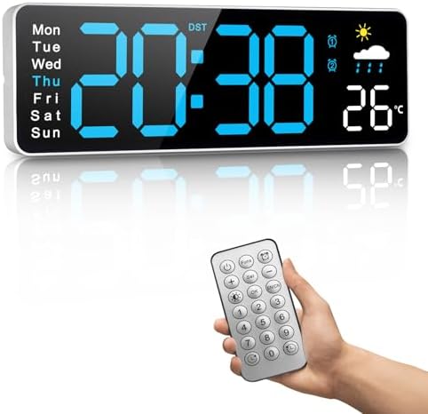 Digital Wall Clock, Digital Clock Large Display, Corded Alarm Clocks by PiKaPiKaP