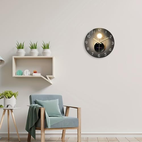 14 Inch Glass Black and Gold Wall Clock Living Room - Image 2