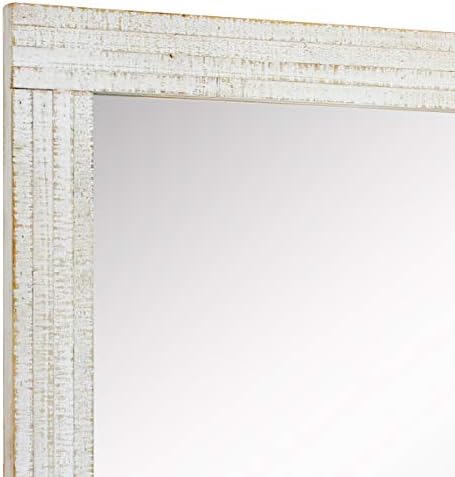 Stonebriar 24" x 18" Rectangle Worn White Wood Frame Wall Mirror - Image 5