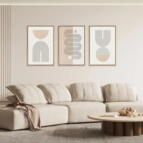 CHDITB Framed Boho Wall Art Set of 3, Abstract Geometric Line Wall Painting - Image 4