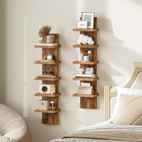 HOOBRO 5 Tier Wall Shelf Unit for Storage, 2 Pack Floating Shelves for Wall - Image 4
