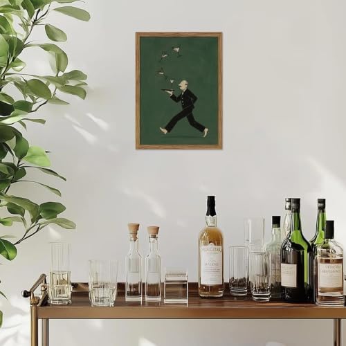 Vintage Cocktail Wall Art, Funny Waiter Running - Image 6