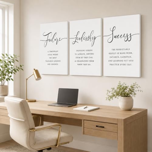 3 Piece Inspirational Canvas Wall Art, Quotes Motivational Mindset Print by GUTTATYART