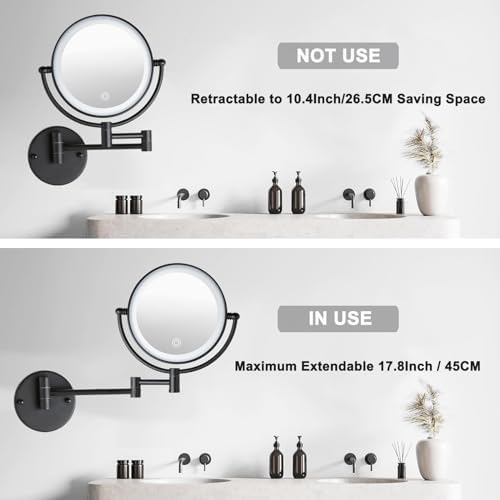 Brass Lighted Wall Mounted Makeup Magnifying Mirror 1X/10X - Image 4
