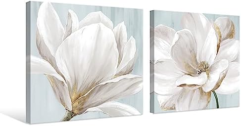 SEVEN WALL ARTS White Magnolia Wall Art Flower Artwork Floral Canvas Paintings - Image 2