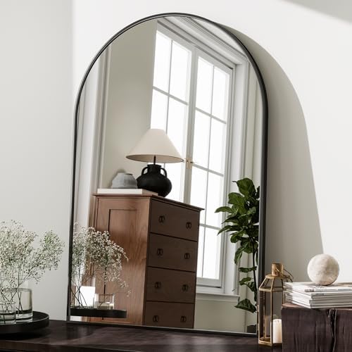 HARRITPURE Arched Wall Mirror 26"x38" Black Arch Bathroom Vanity Mirror - Image 2