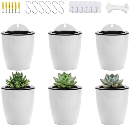 ORIMERC 4 Inch Self Watering Hanging Planters, Wall Mounted Plant Pots by OrimercGarden