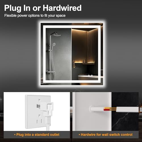 30x30 LED Bathroom Mirror with Lights, Lighted Vanity Mirror - Image 6