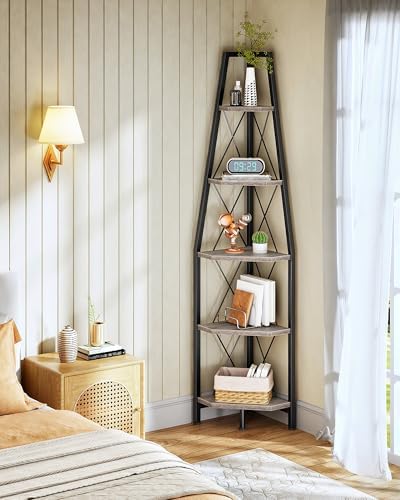 CHOEZON 5-Tier Corner Shelf, Corner Bookshelf, Ladder Shelf, Floor Standing - Image 4
