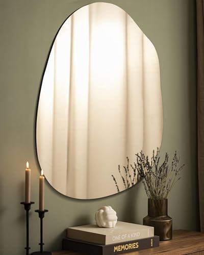 Irregular Frameless Bathroom Mirror, 24 x 36 Inch Asymmetrical Wall Mirror - Image 3