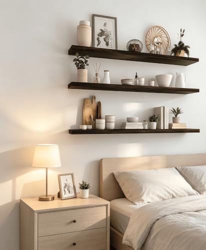 Brown Wood Floating Shelves for Wall Shelf 36 Inch Set of 4 - Image 4
