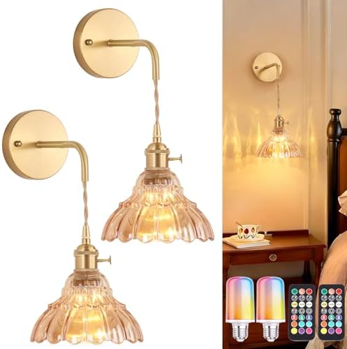 Shenmoyl Vintage Battery Operated wall sconces Set of 2, Wall Lamps by Shenmoyl
