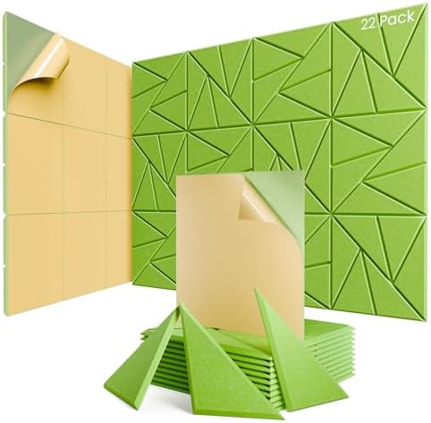 22 Pack Self-Adhesive Acoustic Panels, Sound Proof Foam Panels by ROOME