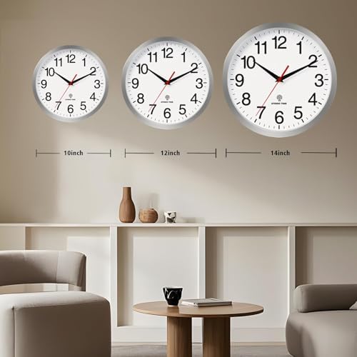 Rohioue Wall Clock Analog 12 Inch Atomic Battery Operated Silent Clock - Image 3