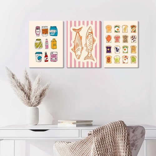 Cute Funny Kitchen Wall Art Set of 3, Fashion Breakfast Food Avocado Toast - Image 7