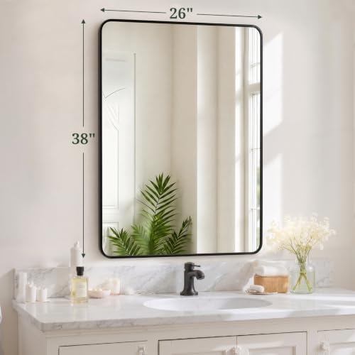 Bathroom Mirror for Wall, 38x26 Inch HD Tempered Glass Vanity Mirror - Image 2