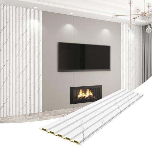 Slat Wall Panel 8-Pack, 118’’x6.3’’, Marble White by Unknown