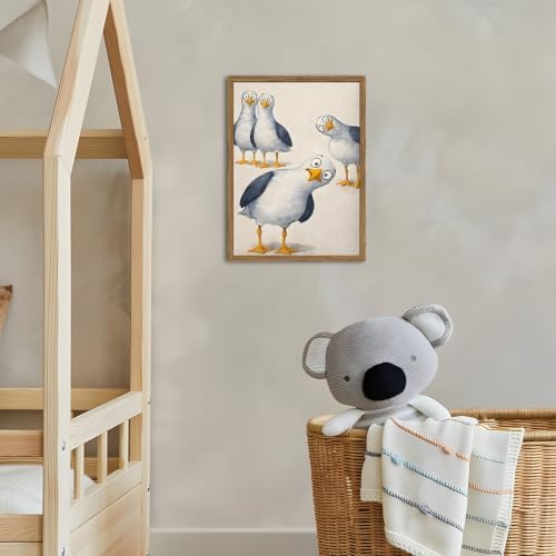 Funny Seagull Nursery Wall Art, Cute Bird Kids Room Wall Decor Painting - Image 5