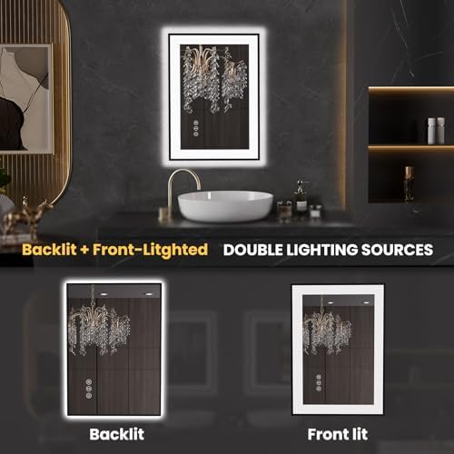 LOAAO 20"X28" LED Bathroom Mirror Black Framed - Image 5