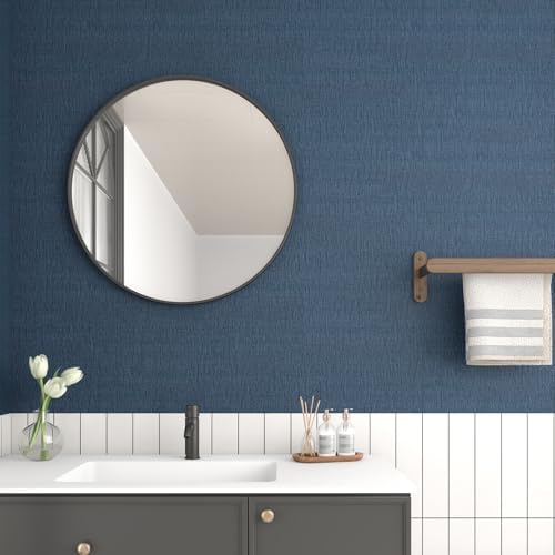 Navy Wallpaper Stick and Peel Textured Grasscloth Wallpaper Blue Contact Paper - Image 2