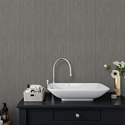 VaryPaper Grey Grasscloth Peel and Stick Wallpaper - Image 6