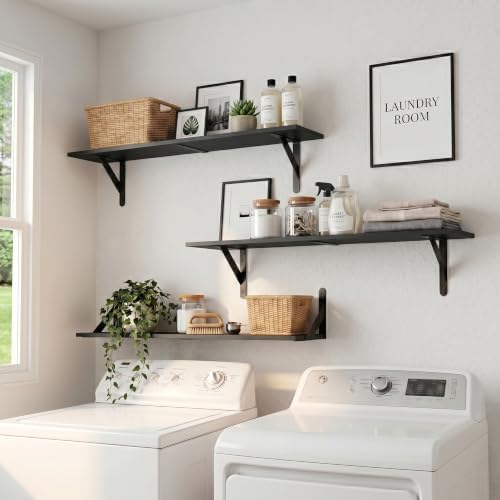 WOPITUES Long Wall Shelves 32″W x 8″D, Floating Book Shelves Max Load 65lbs - Image 4