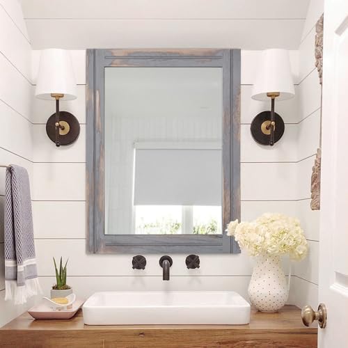AAZZKANG Wood Framed Mirror Rectangular Rustic Wall Mirrors Decorative Large - Image 6