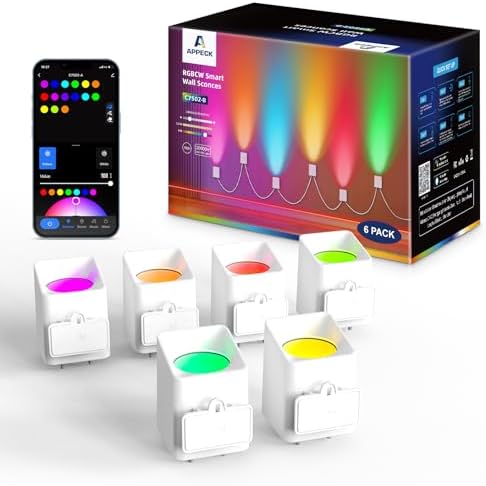 APPECK Wall Sconces 6 Pack, LED Wall Lights RGBCW 13FT, Ambient Lighting by APPECK