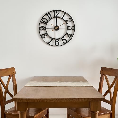 30 Inch Oversized Wall Clock, Battery Operated Silent Non Ticking Black Metal - Image 6