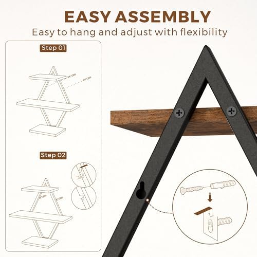 Floating Wall Shelves, Rustic Brown - Image 5