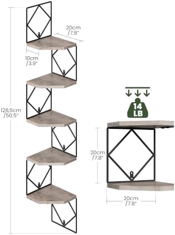 CHOEZON 5-Tier Corner Shelf, Floating Shelf, Wall-Mounted Storage Shelf - Image 3