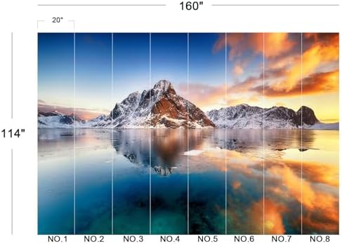Stunning Snowy Mountain Lake Sun Reflection Wallpaper Peel Stick - Image 5