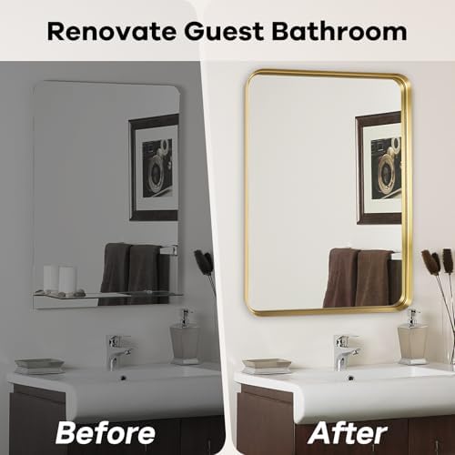 Gold Bathroom Vanity Mirror Over Sink 30x36, Large Wall Mounted Mirror - Image 5