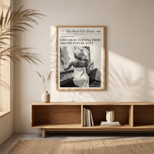 Fashion Black And White Newspaper Wall Art 16x20in Wood Grain Framed Retro - Image 2