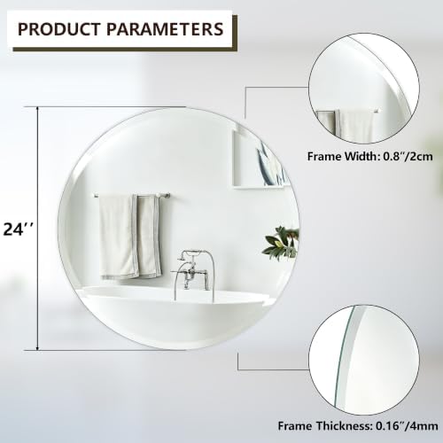 32 Inch Frameless Round Bathroom Mirror - Image 2