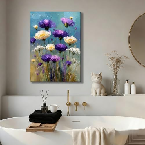 ZERILYN Ship Next Day Purple Wildflower Wall Art Canvas Prints Floral Canvas - Image 4