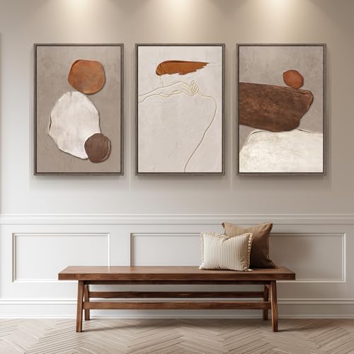 Large Framed Neutral Abstract Wall Art, 24x36 In - Image 4